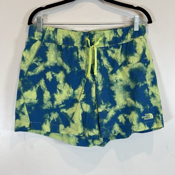 The North Face Women's Shorts Nylon Stretch Blue Green Tie Dye Athletic Hybrid M - Picture 1 of 13
